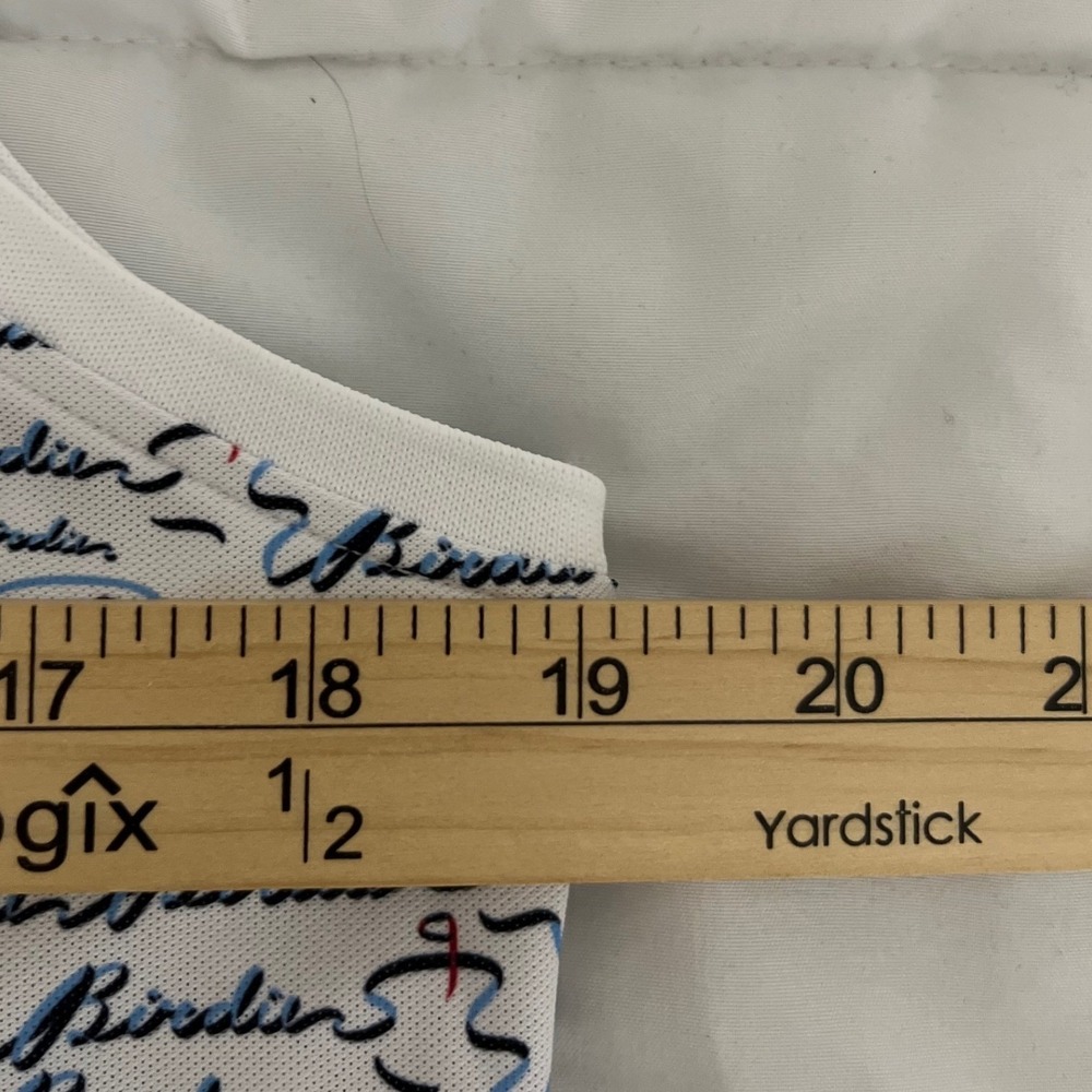 Peter Millar Womens Preppy Birdie Script Sleeveless Golf Polo Shirt White Blue L - Picture 6 of 7